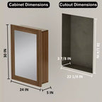 Armoire de salle de bain avec miroir, armoire murale en bois avec miroir et étagères intérieures réglables