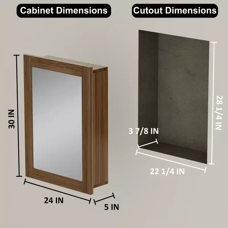 Armoire de salle de bain avec miroir, armoire murale en bois avec miroir et étagères intérieures réglables