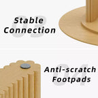 PexFix Table de salle à manger ronde 117 cm pour 4 personnes avec plateau à bords arqués et pieds cannelés pour salon salle à manger café bureau Naturel