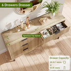 Commode GustoWave 6 tiroirs cannelés, commode avec poignées et pieds en métal, meuble TV en bois, meuble de rangement pour vêtements