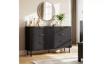 Commode GustoWave 6 tiroirs cannelés, commode avec poignées et pieds en métal, meuble TV en bois, meuble de rangement pour vêtements