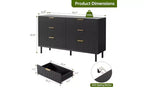 Commode GustoWave 6 tiroirs cannelés, commode avec poignées et pieds en métal, meuble TV en bois, meuble de rangement pour vêtements
