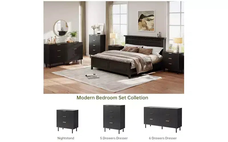Commode GustoWave 6 tiroirs cannelés, commode avec poignées et pieds en métal, meuble TV en bois, meuble de rangement pour vêtements