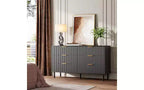 GustoWave Fluted 6 Drawer Dresser,Chest of Drawers with Metal Handles and Legs,Wooden Dresser TV Stand,Clothes Storage Cabinet Organize