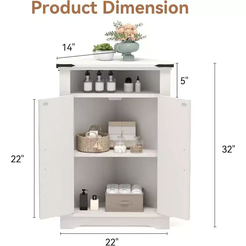 Meuble de Salle de Bain de Ferme avec Rangement Petit Meuble d'Angle avec Portes Coulissantes et Étagère Réglable pour Petits Espaces, Cuisine, Salon