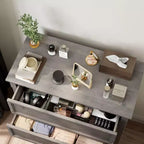 Commode de ferme à 4 tiroirs pour chambre à coucher, commode haute avec poignées en métal, commode rustique en bois pouvant servir de meuble TV, pour salon, couloir