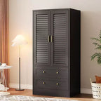 Armoire de 65 po avec tringle de suspension, armoire de rangement moderne à 2 portes et 2 tiroirs, pour chambre à coucher, vestiaire