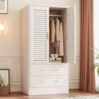 Armoire de 65 po avec tringle de suspension, armoire de rangement moderne à 2 portes et 2 tiroirs, pour chambre à coucher, vestiaire