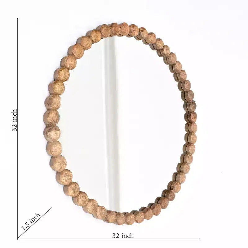 GDFStudio Arabella Miroir mural rond décoratif moderne en bois et verre avec perles en bois