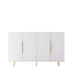 Buffet moderne Okak, meuble de rangement avec portes cannelées et étagères réglables, buffet d'appoint pour salon, entrée, couloir, cuisine