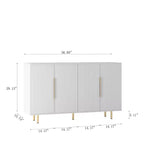 Buffet moderne Okak, meuble de rangement avec portes cannelées et étagères réglables, buffet d'appoint pour salon, entrée, couloir, cuisine