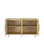 Buffet moderne Okak, meuble de rangement avec portes cannelées et étagères réglables, buffet d'appoint pour salon, entrée, couloir, cuisine