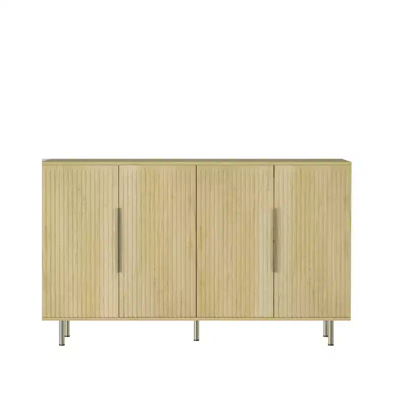 Buffet moderne Okak, meuble de rangement avec portes cannelées et étagères réglables, buffet d'appoint pour salon, entrée, couloir, cuisine