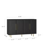 Buffet moderne Okak, meuble de rangement avec portes cannelées et étagères réglables, buffet d'appoint pour salon, entrée, couloir, cuisine