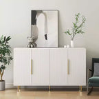 Buffet moderne Okak, meuble de rangement avec portes cannelées et étagères réglables, buffet d'appoint pour salon, entrée, couloir, cuisine