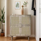 Buffet de rangement Okak en rotin avec 4 portes et 8 étagères, meuble de rangement pour salon, salle à manger, cuisine