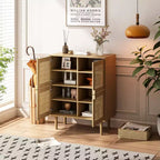 Buffet de rangement Okak en rotin avec 4 portes et 8 étagères, meuble de rangement pour salon, salle à manger, cuisine