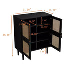 Buffet de rangement Okak en rotin avec 4 portes et 8 étagères, meuble de rangement pour salon, salle à manger, cuisine