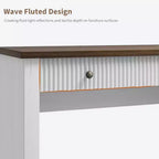 COZONY 60 Bureau de direction moderne avec plateau en bois cannelé, meuble de classement et tiroirs, grand bureau de rangement pour bureau à domicile, bureau et chambre à coucher