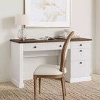COZONY 60 Bureau de direction moderne avec plateau en bois cannelé, meuble de classement et tiroirs, grand bureau de rangement pour bureau à domicile, bureau et chambre à coucher