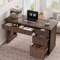 COZONY 60 Modern Office Executive Desk with Fluted Wood Top, File Cabinet & Drawers, Spacious Storage Writing Desk for Home Office, Study & Bedroom