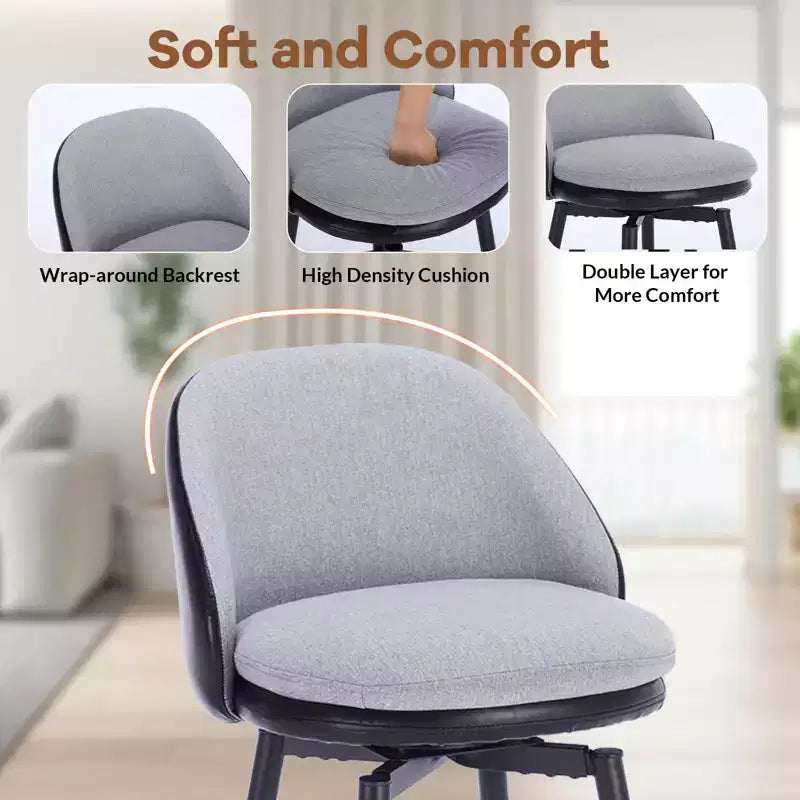 GustoWave Lot de 2 tabourets de bar modernes pivotants et rembourrés, tabourets de bar pivotants de 26 po avec pieds en métal, chaises de comptoir de bar en similicuir