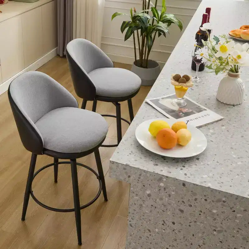 GustoWave Lot de 2 tabourets de bar modernes pivotants et rembourrés, tabourets de bar pivotants de 26 po avec pieds en métal, chaises de comptoir de bar en similicuir