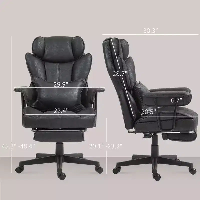 Chaise de bureau de direction Okak avec repose-pieds pliable, chaise d'ordinateur avec soutien lombaire et dossier inclinable, chaise confortable pour l'étude et le bureau