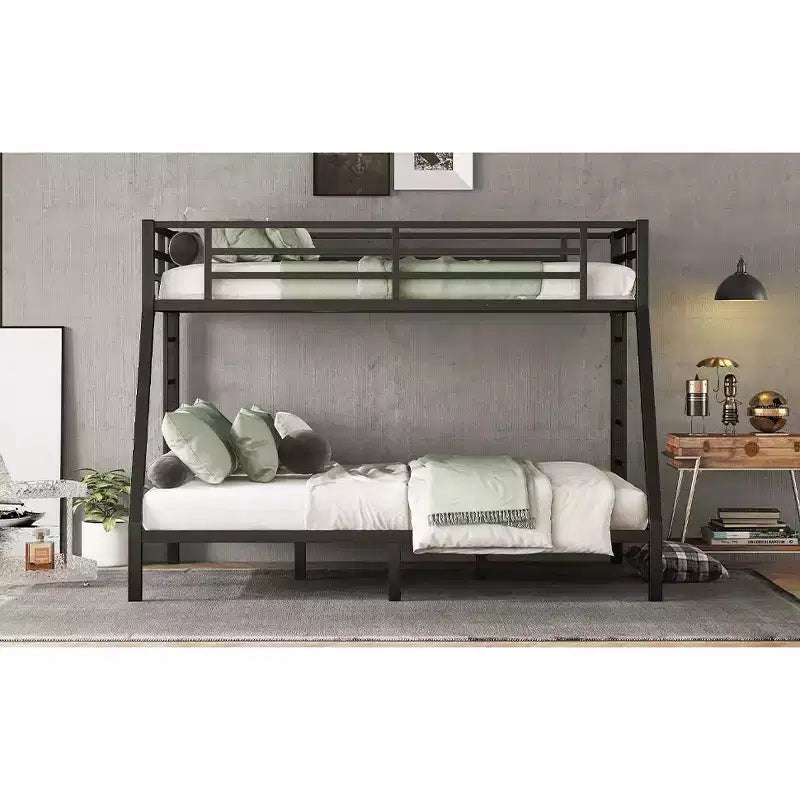 Bellemave Lit Superposé Jumeau XL sur Grand Lit pour Adultes, Cadre Métallique Robuste avec 2 Échelles, Conception Silencieuse, Noir