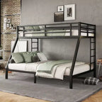 Bellemave Lit Superposé Jumeau XL sur Grand Lit pour Adultes, Cadre Métallique Robuste avec 2 Échelles, Conception Silencieuse, Noir