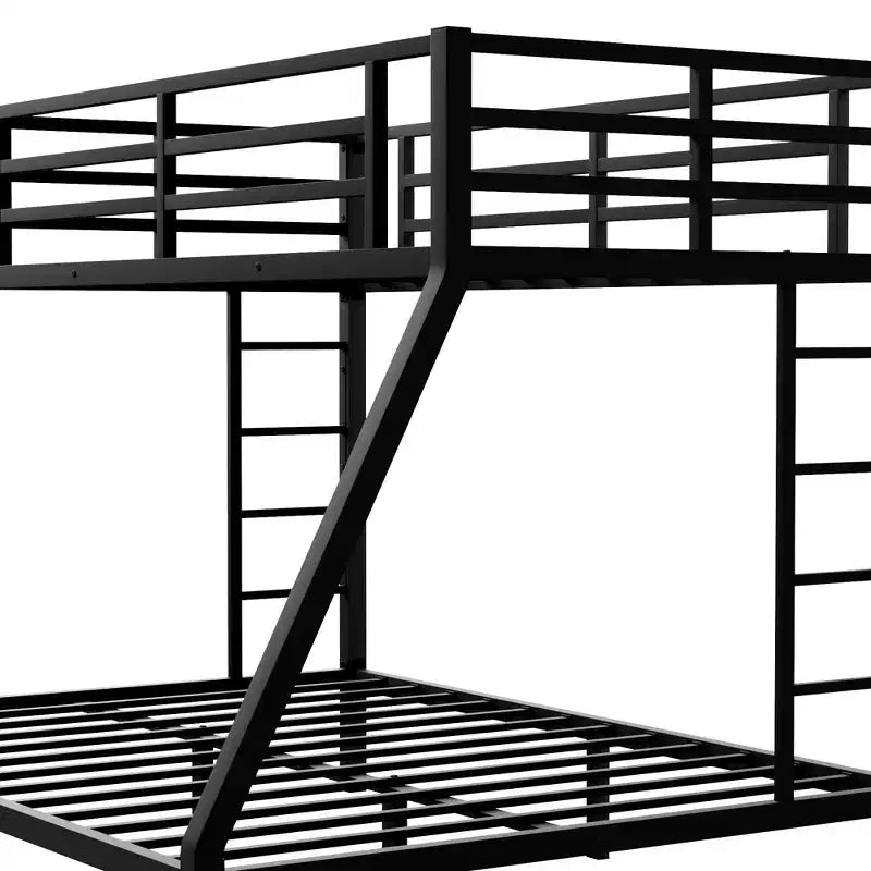 Bellemave Lit Superposé Jumeau XL sur Grand Lit pour Adultes, Cadre Métallique Robuste avec 2 Échelles, Conception Silencieuse, Noir