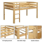 Lit mezzanine bas Bellemave avec échelle, lit mezzanine en bois double pour adultes, enfants et jeunes adolescents, support à lattes en bois Noyer