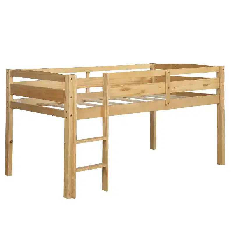 Lit mezzanine bas Bellemave avec échelle, lit mezzanine en bois double pour adultes, enfants et jeunes adolescents, support à lattes en bois Noyer