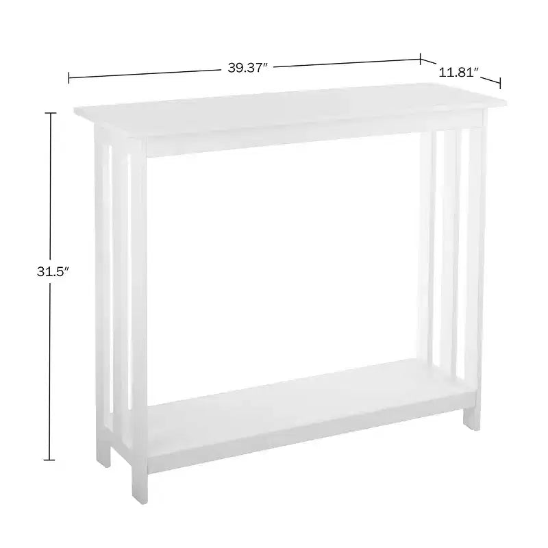 Console étroite à 2 niveaux Lavish Home, blanc