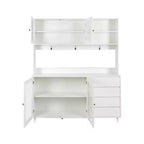 GDFStudio Gideon Armoire de cuisine moderne 63 avec 4 portes vitrées, 4 tiroirs et étagère à micro-ondes