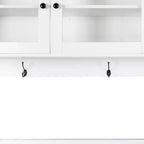 GDFStudio Gideon Armoire de cuisine moderne 63 avec 4 portes vitrées, 4 tiroirs et étagère à micro-ondes