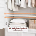 COZONY Armoire 4 portes en bois de 72", placard autoportant avec tringle et 18 étagères réglables pour le rangement des vêtements dans la chambre à coucher