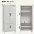 COZONY Armoire 4 portes en bois de 72", placard autoportant avec tringle et 18 étagères réglables pour le rangement des vêtements dans la chambre à coucher