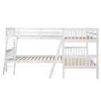 Lit superposé jumeau sur jumeau pour 4 enfants, cadre de lit superposé en bois massif en forme de L pour chambre à coucher