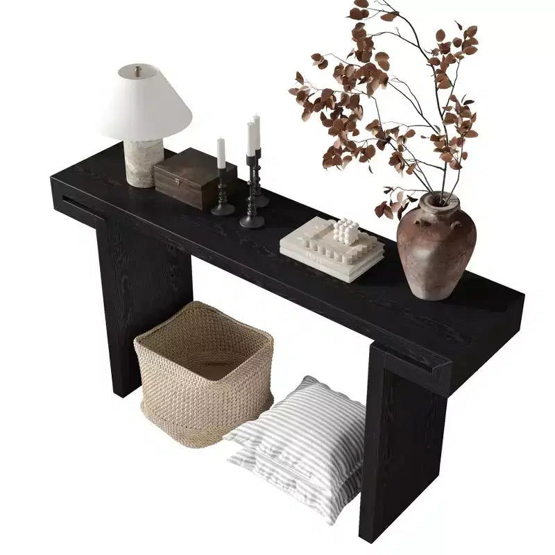 Okak 60IN Table Console Longue de Ferme, Table d'Entrée avec Plateau Épais et Long, Table d'Appoint Rustique pour Salon, Couloir