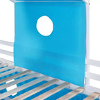 Lit mezzanine double Plyhouse avec toboggan, Cadre de lit en bois Château avec tente et tour pour enfants garçons filles adolescents, Bleu