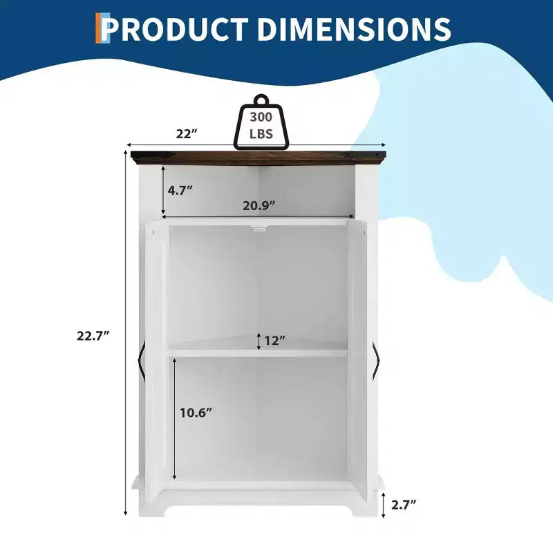 Meuble d'angle avec portes, petit meuble de rangement pour salle de bain, cuisine et salon