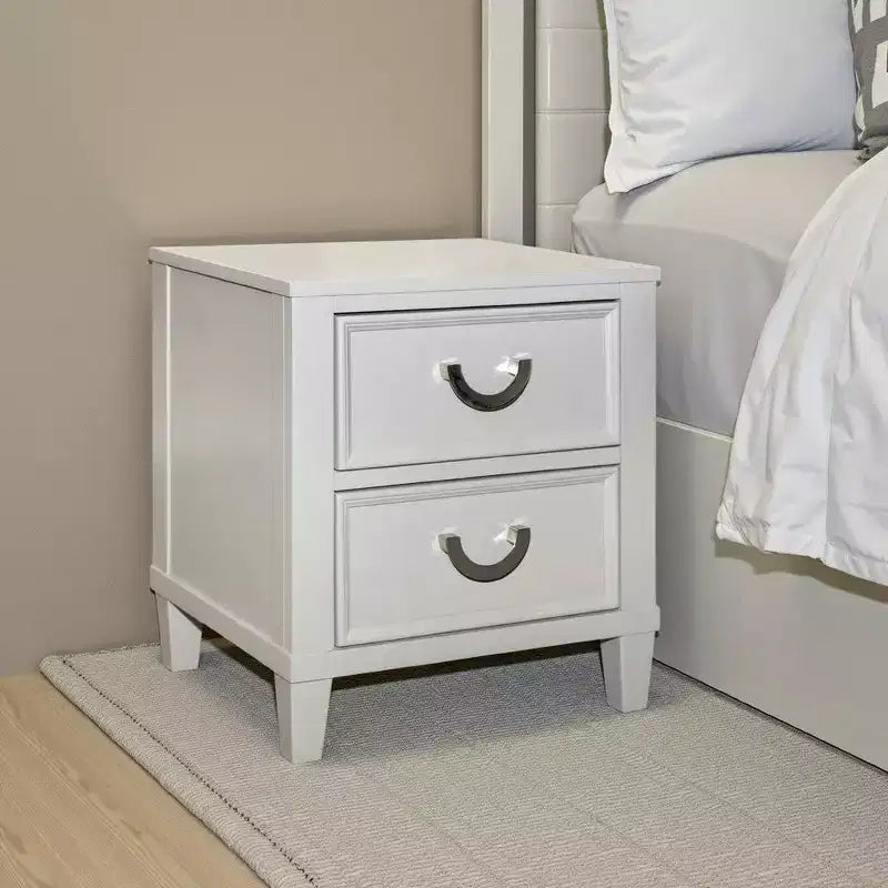 Royal Hampton Nightstand with 2 Drawers, Molded Details,Solid Wood
