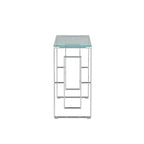 Console moderne Okak 47 pouces avec plateau en verre, table d'entrée avec pieds en acier inoxydable, table d'appoint pour salon, couloir