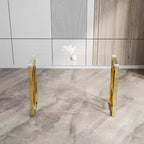 Console moderne Okak 47 pouces avec plateau en verre, table d'entrée avec pieds en acier inoxydable, table d'appoint pour salon, couloir