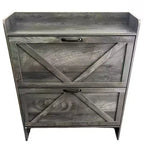 2-Drawer Slim Shoe Cabinet  Freestanding Entryway Storage with Metal Legs