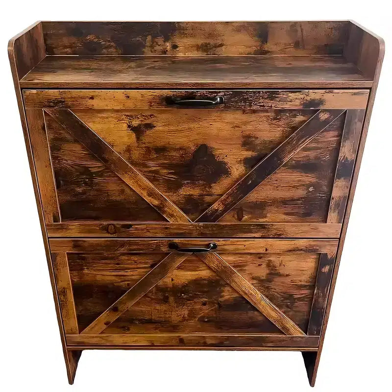 Meuble à chaussures étroit 2 tiroirs avec pieds en métal – Rangement d'entrée autoportant