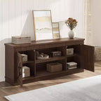Meuble TV de ferme COZONY avec portes de grange cannelées et rangement pour salon
