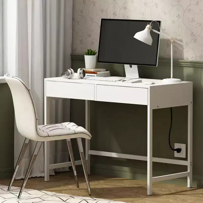Coiffeuse moderne Okak avec miroir et ports USB, petite console de maquillage avec tiroirs grande capacité, table de maquillage pour chambres à coucher