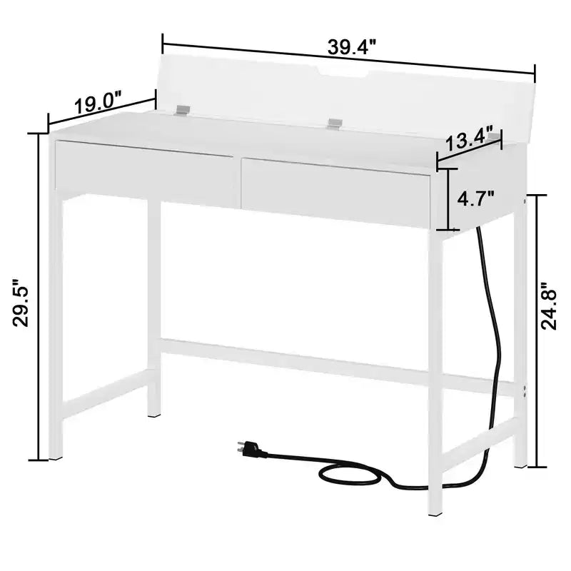 Coiffeuse moderne Okak avec miroir et ports USB, petite console de maquillage avec tiroirs grande capacité, table de maquillage pour chambres à coucher